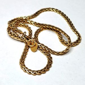 Vintage ANNE KLEIN Braided Thick Rope Snake Chain Necklace Gold Tone Polished